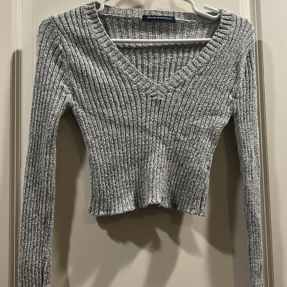 Brandy Melville Sweaters - Brandy Melville Milena Rib VNeck Crop Sweater Long Sleeve made in Italy OneSize